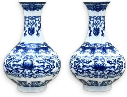 White Porcelain Wall Vase | Handmade Chinoiserie  ( set of 2)