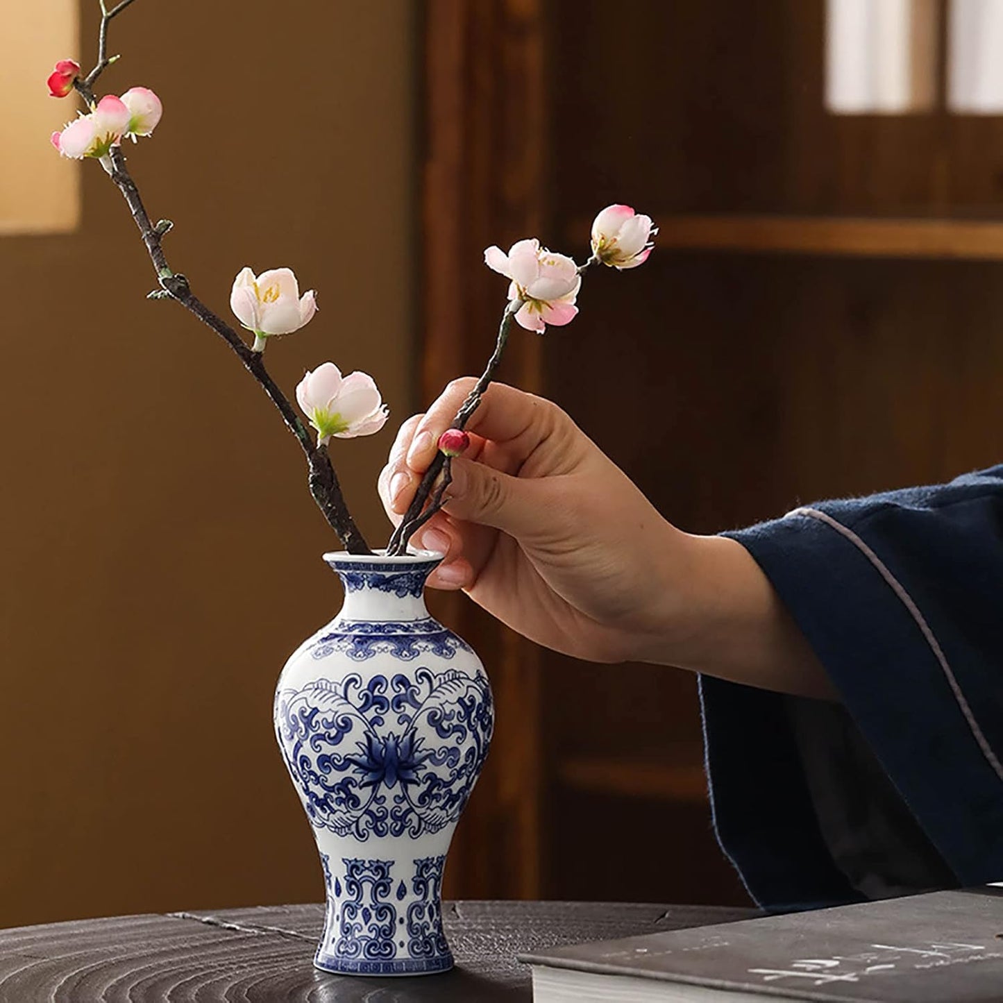 White Porcelain small Vase | Handmade Chinoiserie  ( Set of 3)