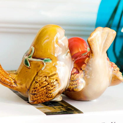 The Chirpy Duo – Ceramic Bird Couple Showpiece Set