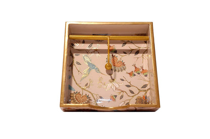 Wooden Napkin Holder Floral || Floral Bird || Beige Color