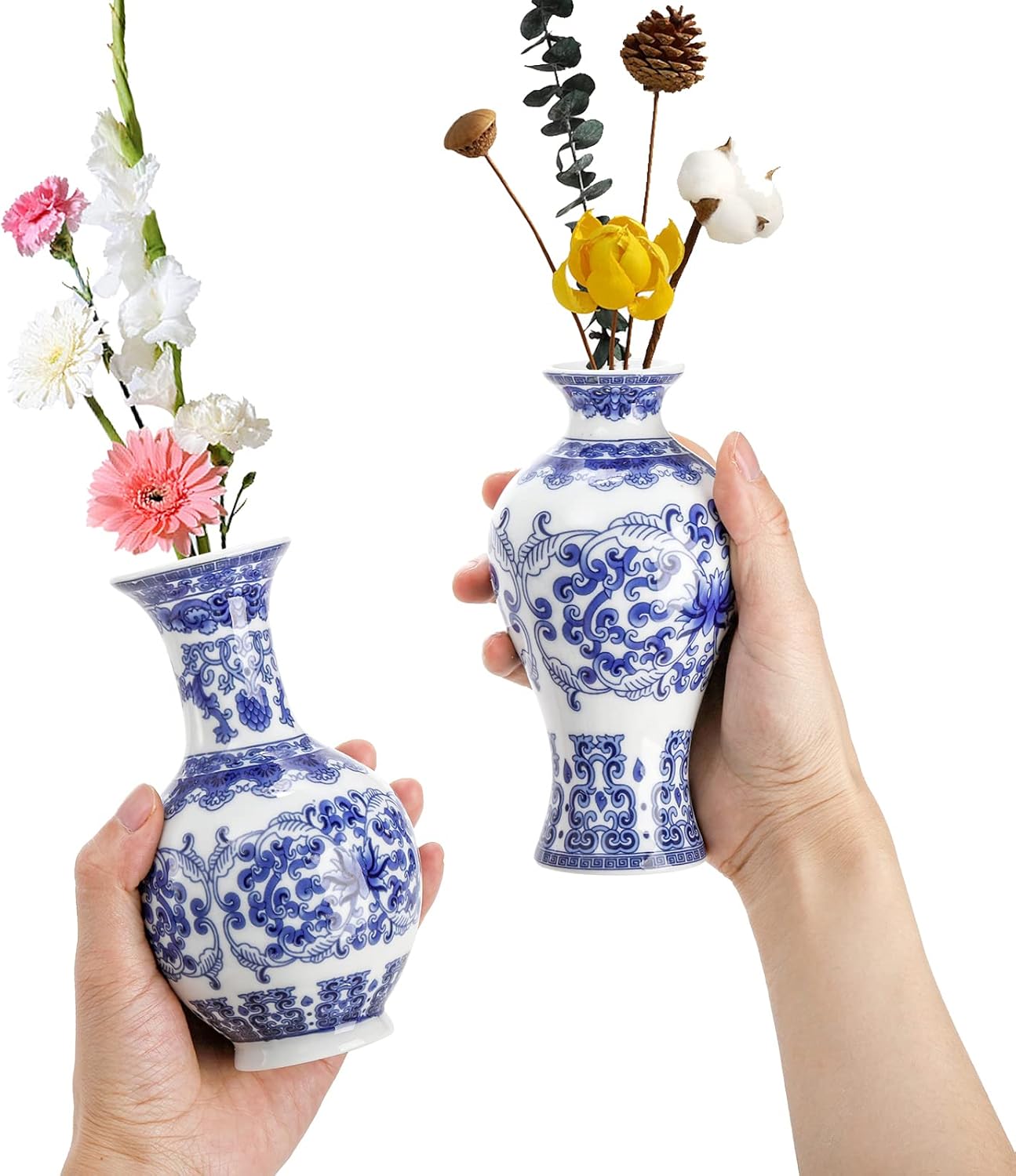 White Porcelain small Vase | Handmade Chinoiserie  ( Set of 3)