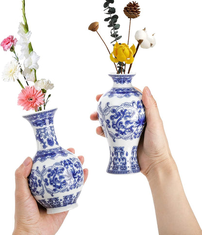White Porcelain small Vase | Handmade Chinoiserie  ( Set of 3)