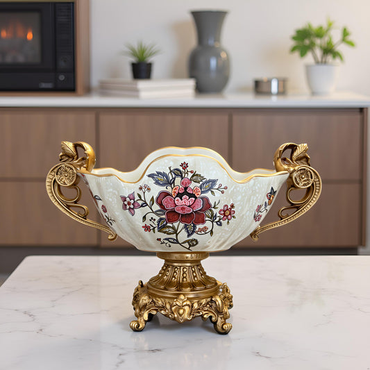 Elegant Ceramic & Gold Decorative Bowl