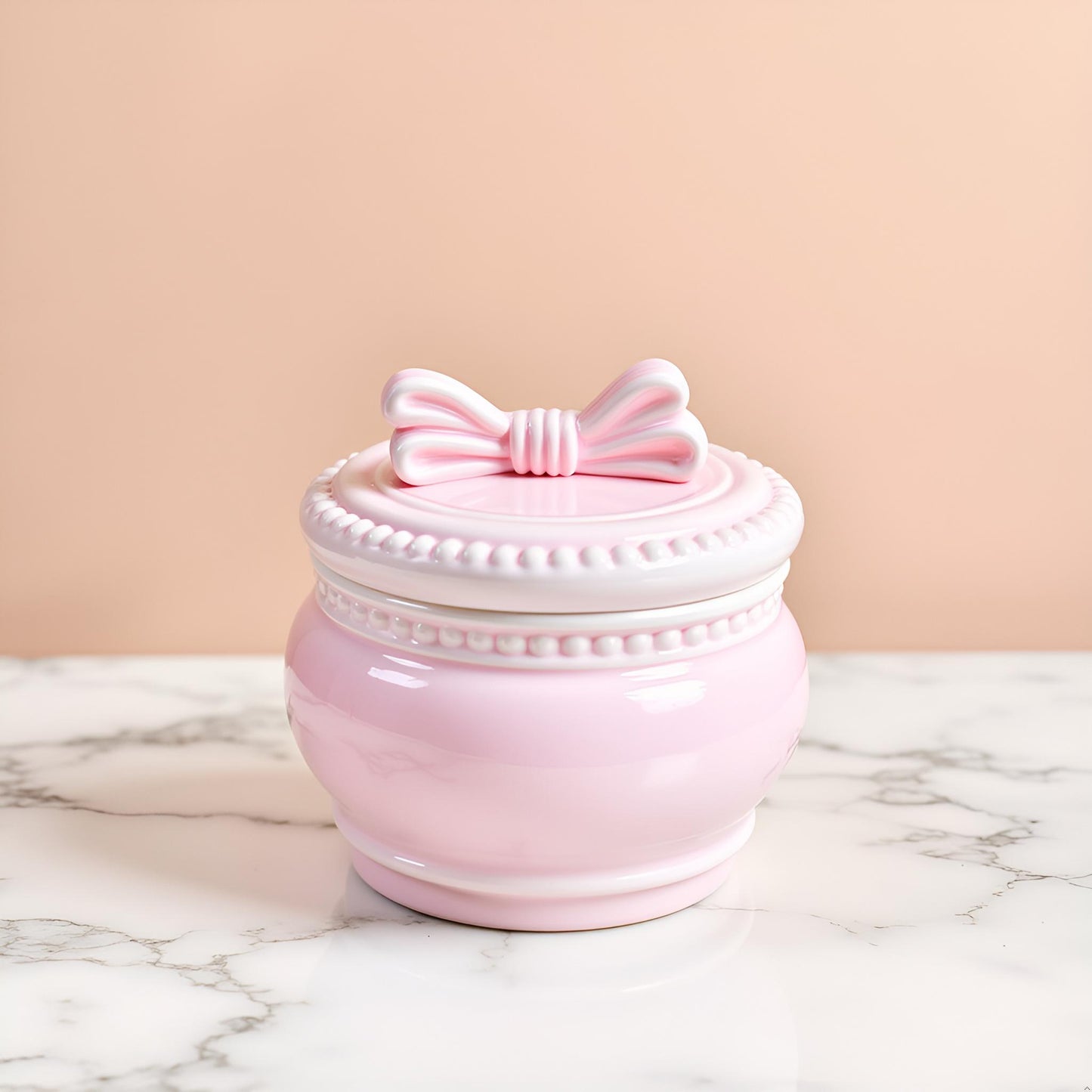 The Blush Bow Jar – Pink Ceramic Trinket Jar (Small)