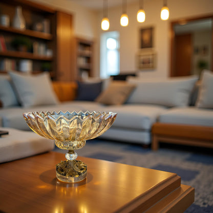 Opulent Glass Cut Bowl for Living Room Styling & Decoration