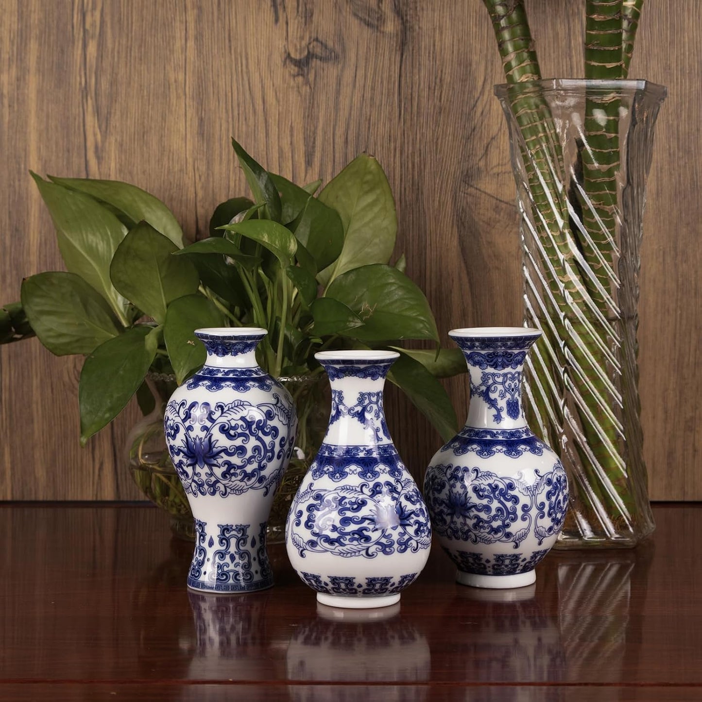 White Porcelain small Vase | Handmade Chinoiserie  ( Set of 3)