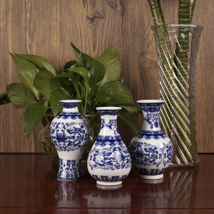 White Porcelain small Vase | Handmade Chinoiserie  ( Set of 3)