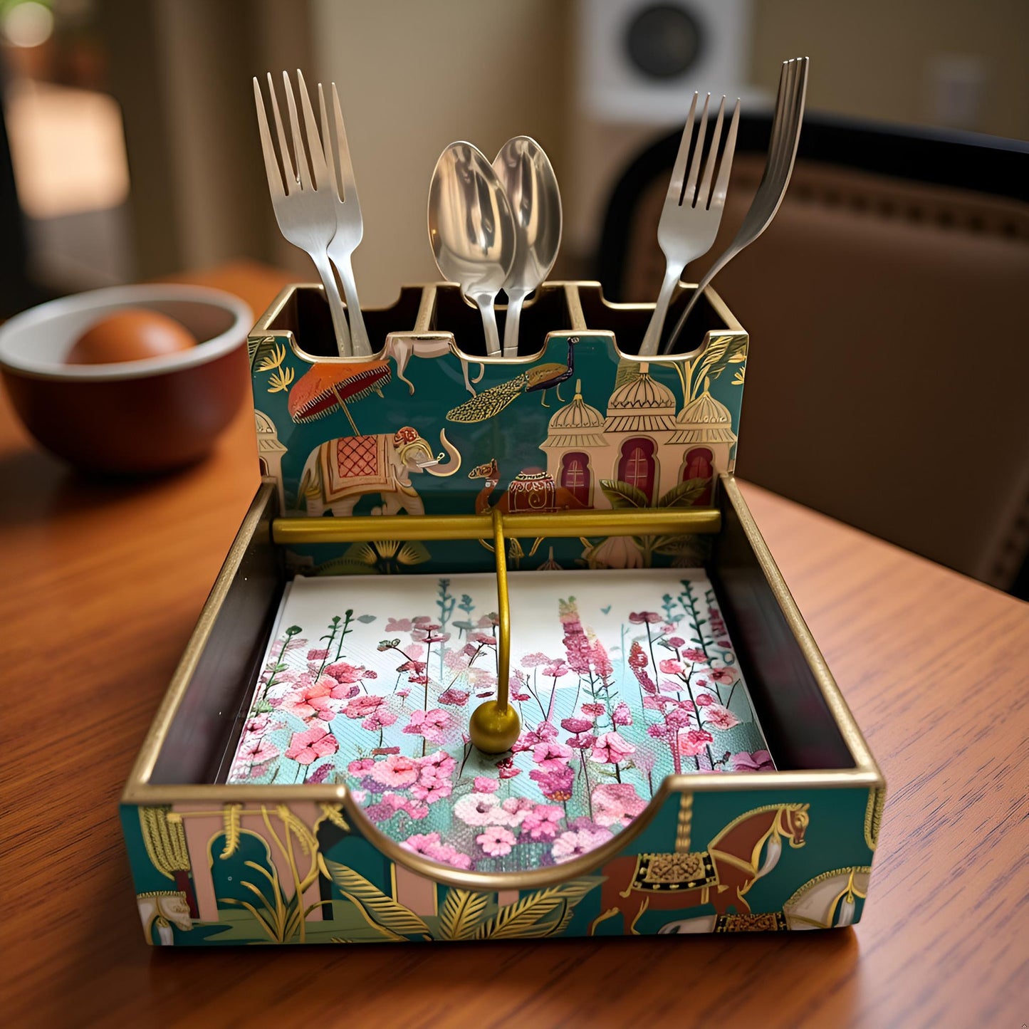 Elephant Royale Collection - Paper Napkin & Cutlery Holder