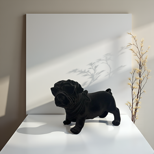 Black Dog Showpiece with Sunglasses – Modern Decorative Figurine