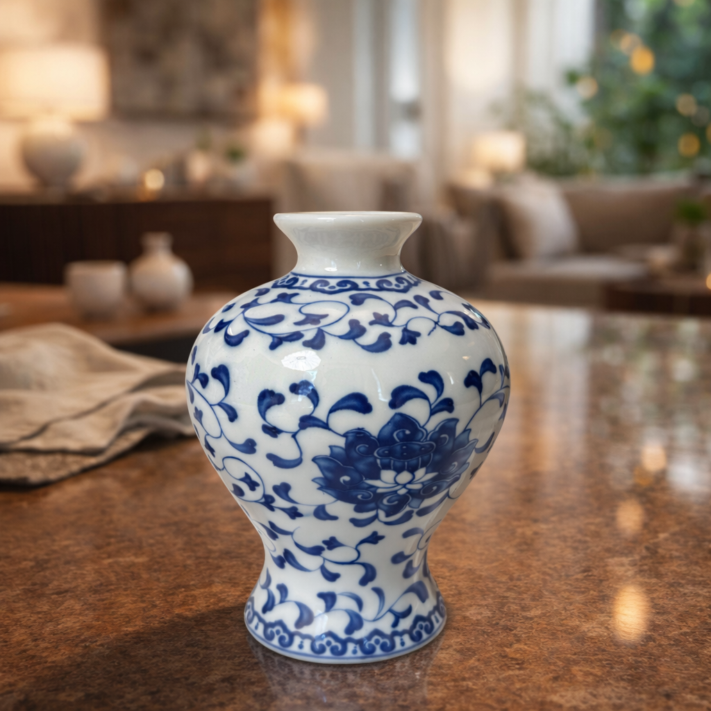 Blue & White Ceramic Decorative Vase