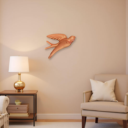 Elegant Pink Bird Wall Décor towards Right Direction - Single piece