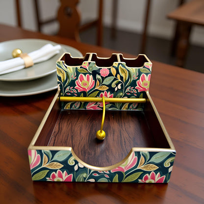 Emerald Petals Collection - Paper Napkin & Cutlery Holder