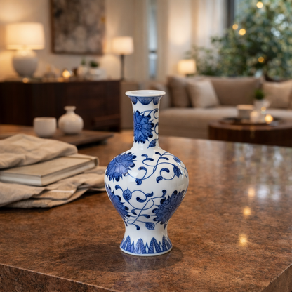 Blue & White Ceramic Bud Vase
