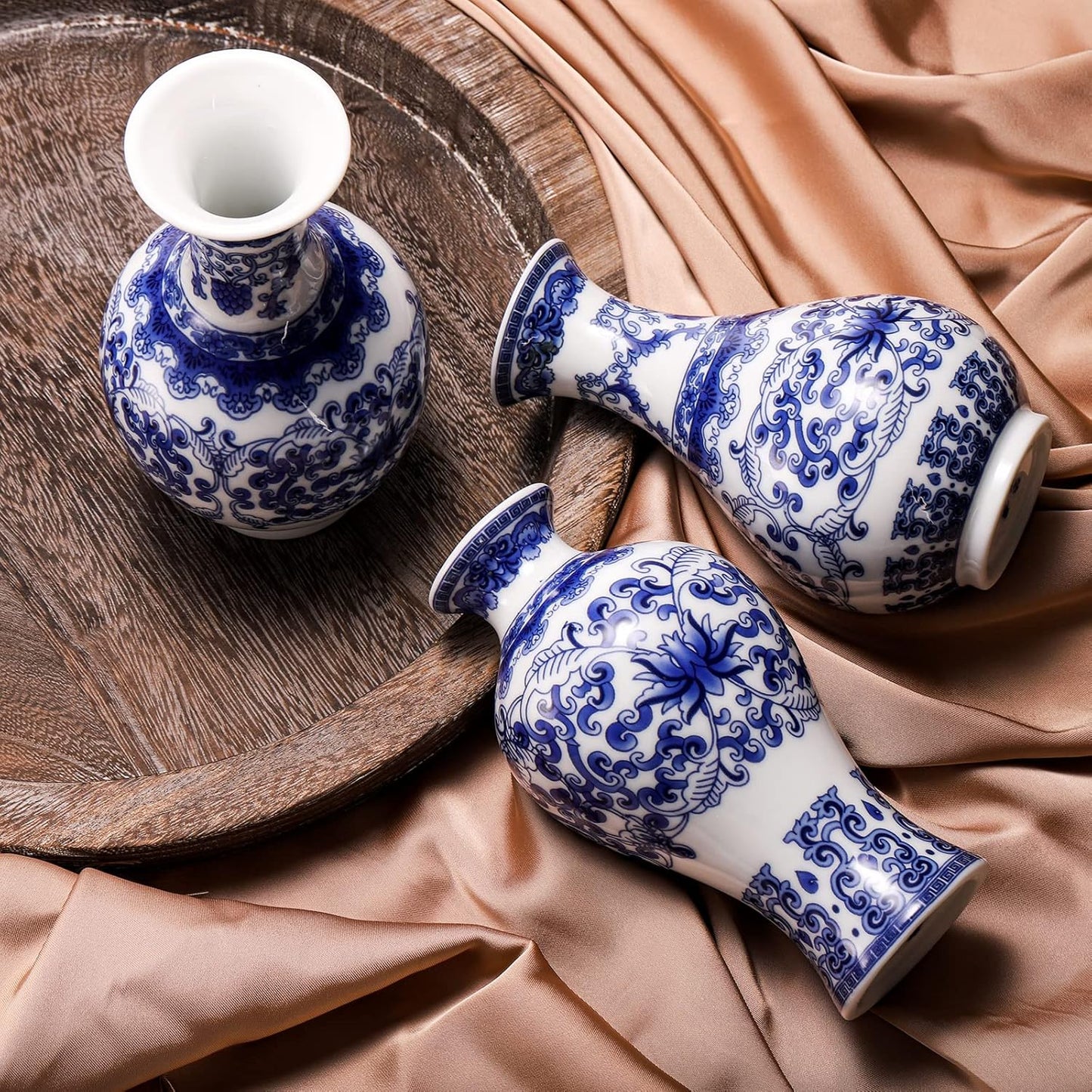 White Porcelain small Vase | Handmade Chinoiserie  ( Set of 3)