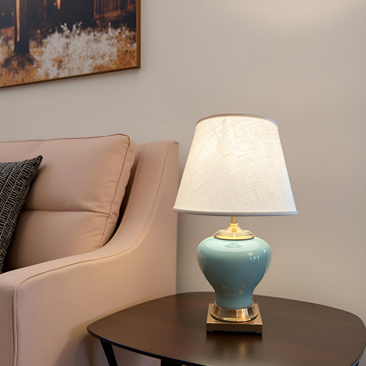 Luxury Jade Green Ceramic Lamp with Brass Base – Contemporary Table Lighting