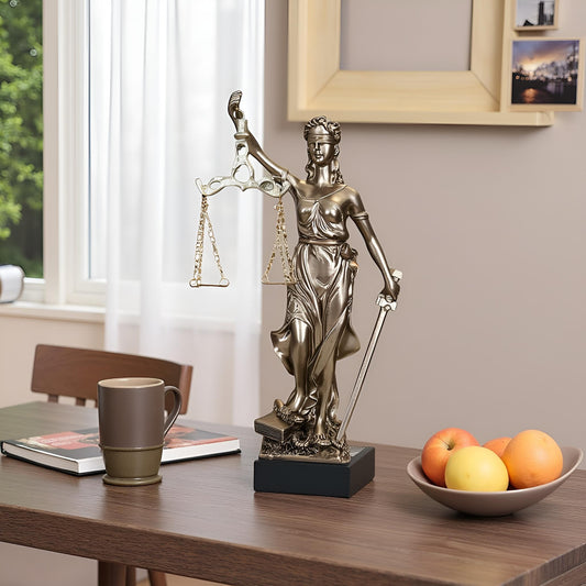 Elegant Blind Justice Statue – Legal Scales and Sword Figurine
