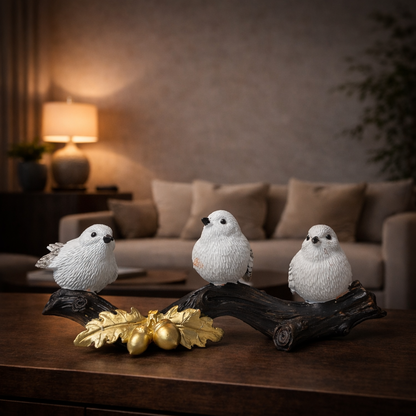 Three Birds on Branch Decorative Figurine