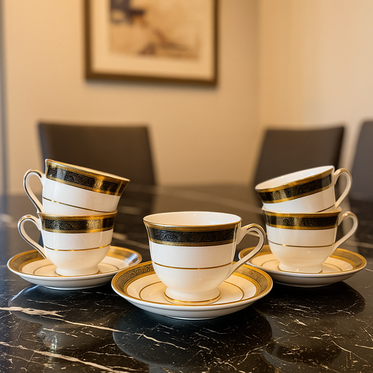 Noir Royale – Classic Tea cup with saucer Set (6 pcs)