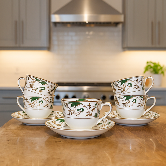 Emerald Vine – Classic Tea Cups with saucer (6 pcs)