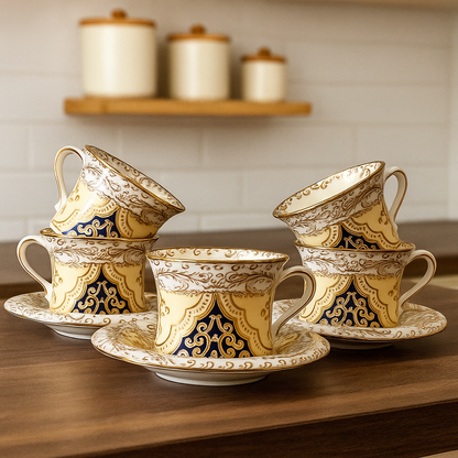 Regal Marigold – Heritage Tea Cup Set (6 pcs)