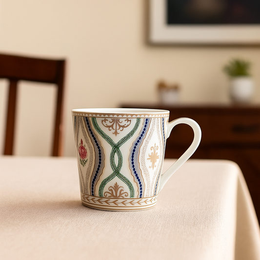 Victorian Garden Motif Ceramic Mug Set – Set of 2
