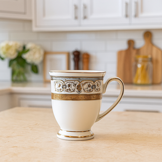 Imperial Blue & Gold Footed Mug Set – Set of 2