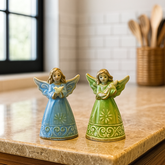 Handcrafted Ceramic Angel Figurines – Set of 4 (Multicolor)