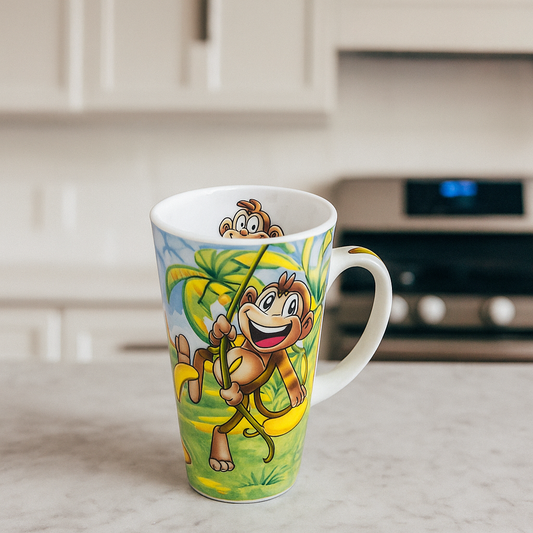 Jungle Monkey Kids Mugs – Set of 2 (Playful Cartoon Collection)