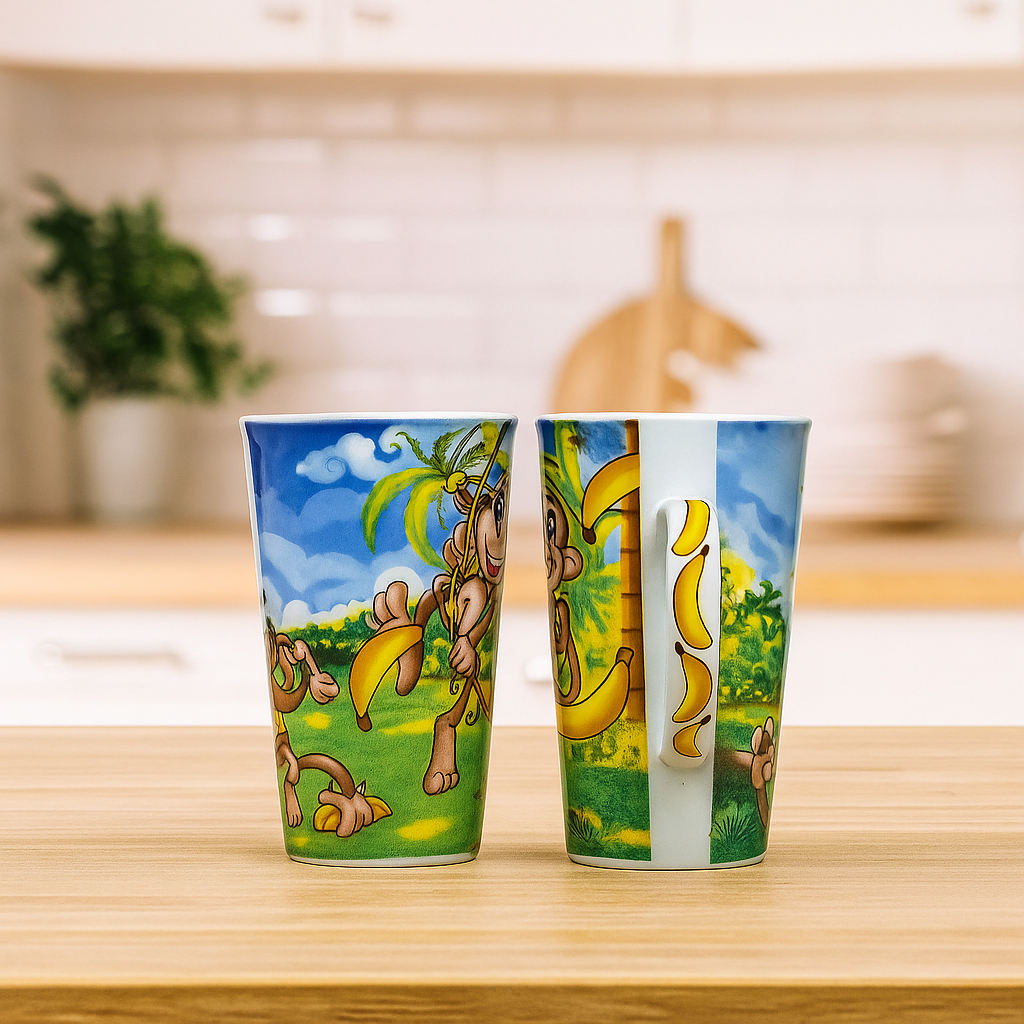 Jungle Monkey Kids Mugs – Set of 2 (Playful Cartoon Collection)