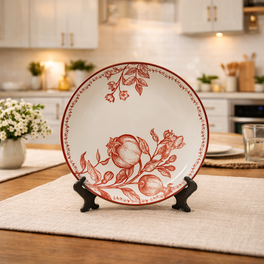 Crimson Garden Ceramic Dinner Plate - Set of 2