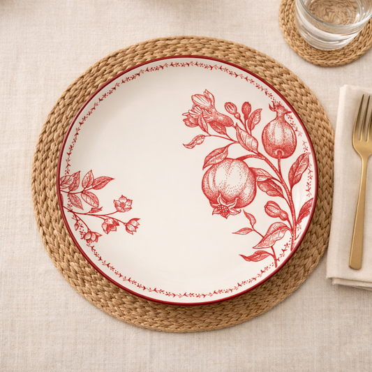 Crimson Garden Ceramic Dinner Plate - Set of 2