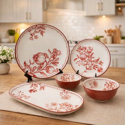 Crimson Garden Ceramic Dinner Plate - Set of 2