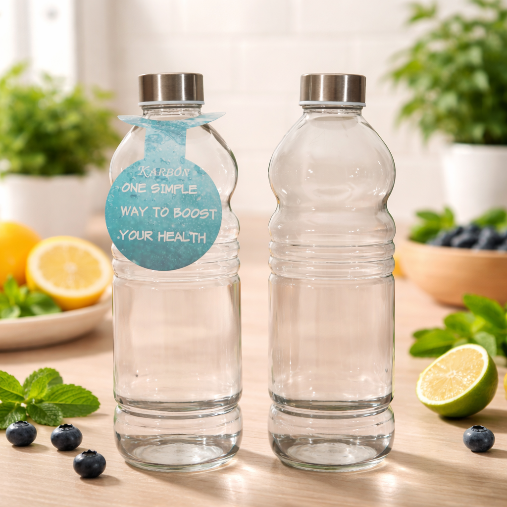 Elegant Clear Glass Water Bottles (Set of 2)