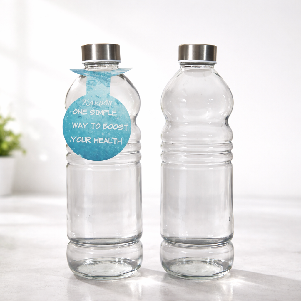 Elegant Clear Glass Water Bottles (Set of 2)