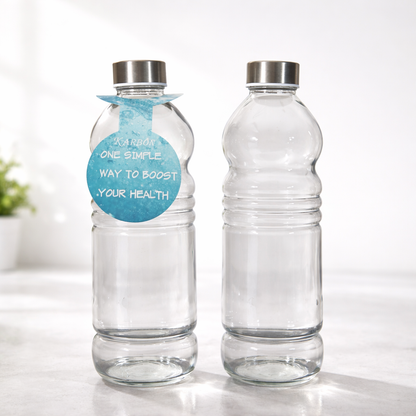 Elegant Clear Glass Water Bottles (Set of 2)
