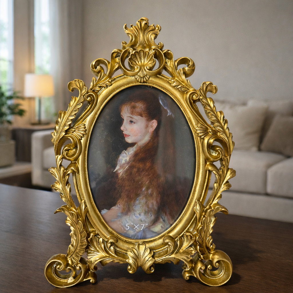 Antique Gold Baroque Oval Photo Frame