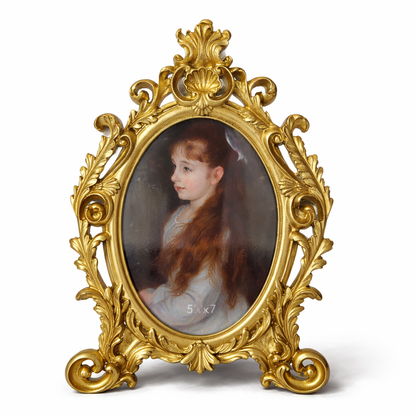 Antique Gold Baroque Oval Photo Frame