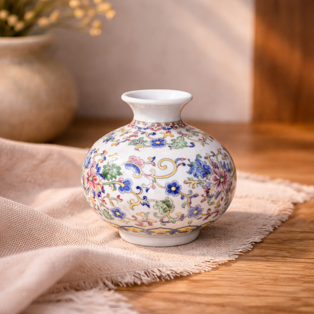 Oriental Floral Porcelain Collection - Small Vase