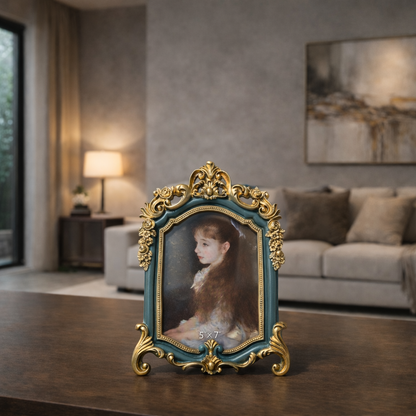 Vintage Green & Gold Baroque Photo Frame