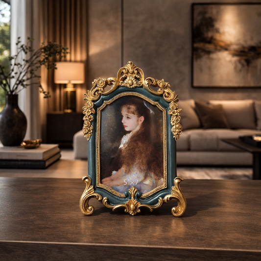 Vintage Green & Gold Baroque Photo Frame