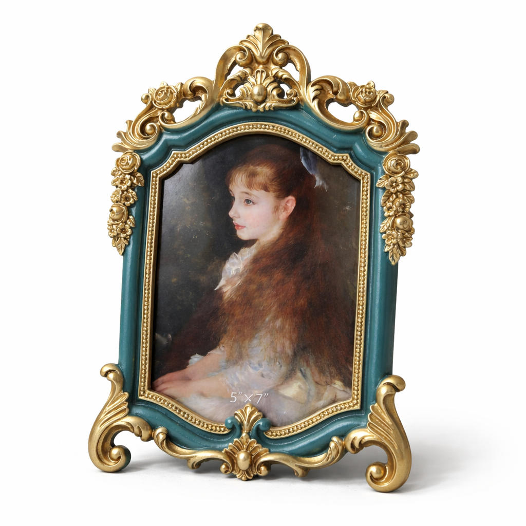 Vintage Green & Gold Baroque Photo Frame