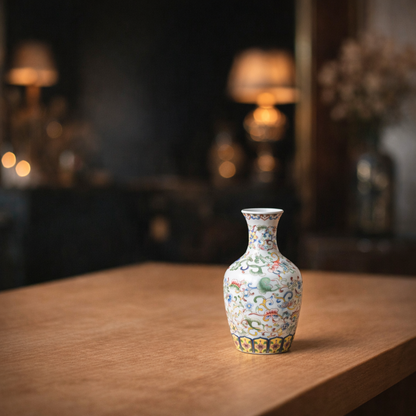 Oriental Floral Porcelain Collection - Mini Bottle Vase