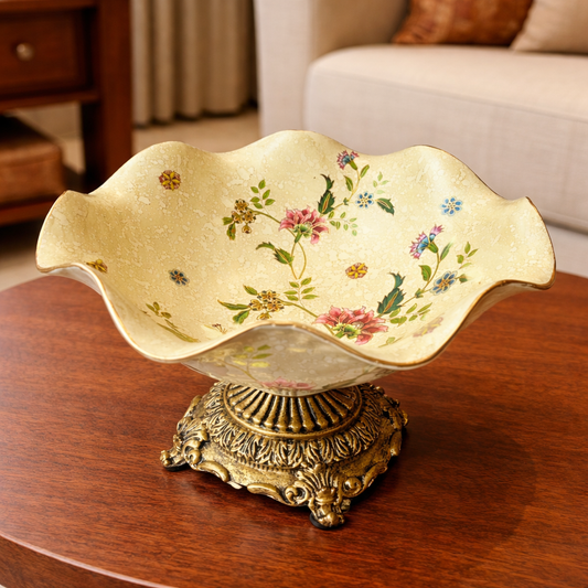 Vintage Floral Pedestal Centerpiece Bowl