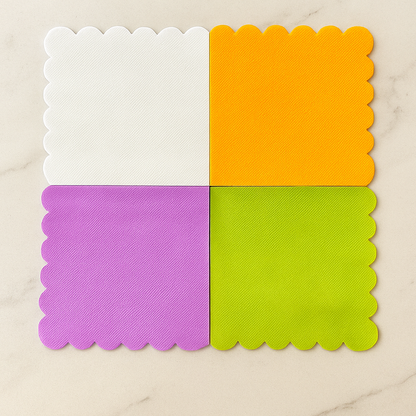 COKTAIL NAPKINS Colorful Scallop-Edge Set of 5