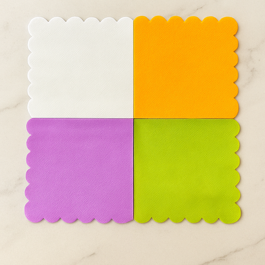 COKTAIL NAPKINS Colorful Scallop-Edge Set of 5