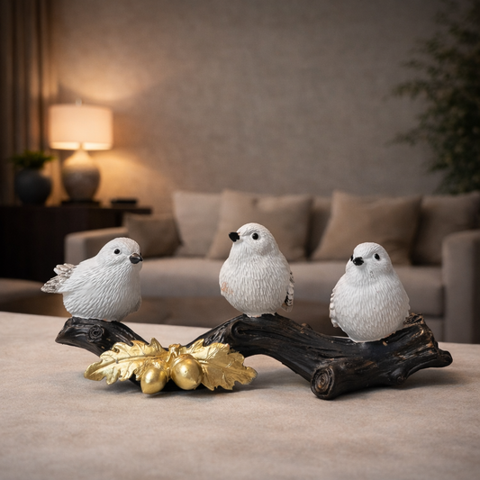 Three Birds on Branch Decorative Figurine