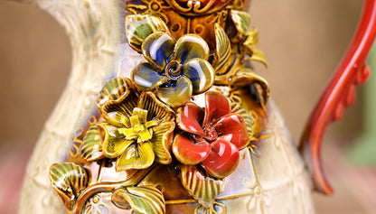 Ornate Vintage Floral Vase – Embossed Flower Design