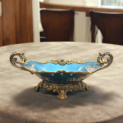 Floral Vase with Ornate Gold Handles - Display Vase