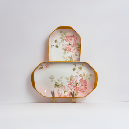 Blush Bloom Serveware - Rectangular Serving Platter | Set of 2