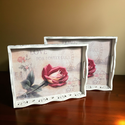 Serving Tray Floral Wooden 308 M